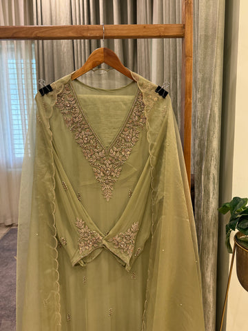 Premium chiffon handwork semi-stitched suit-with color options