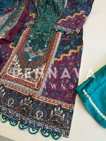 Floral Printed Ethnic Pak-Suit Ft. Chiffon/Cotton Dupatta-223