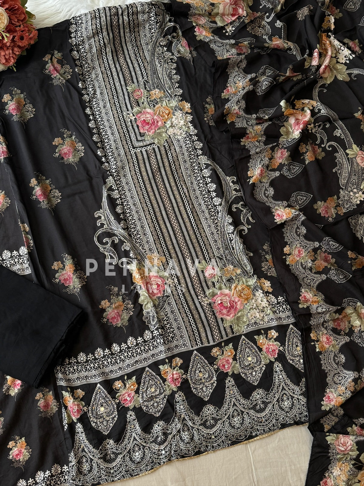 Muslin Unstitched Suit-KT-342 - Pehnava Lawns