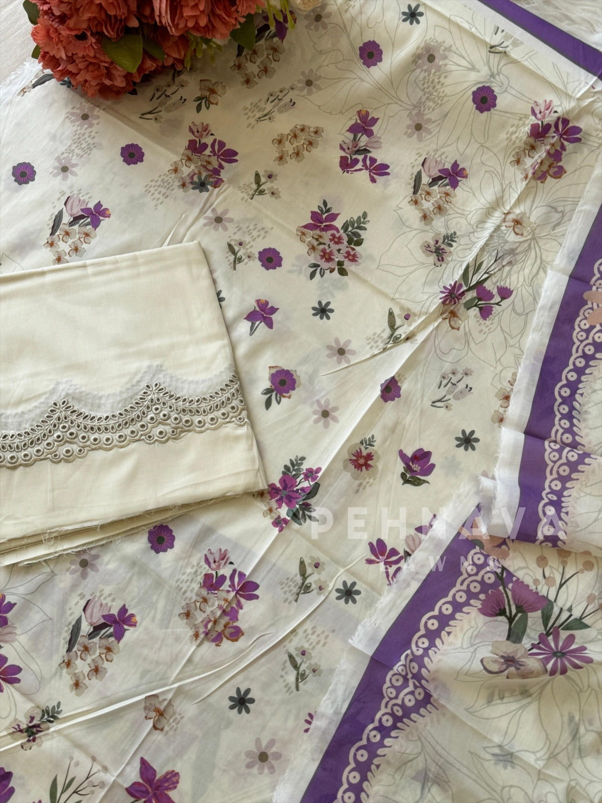 Premium Khaadi Bottom Embroideres Lawn Suit-KS06