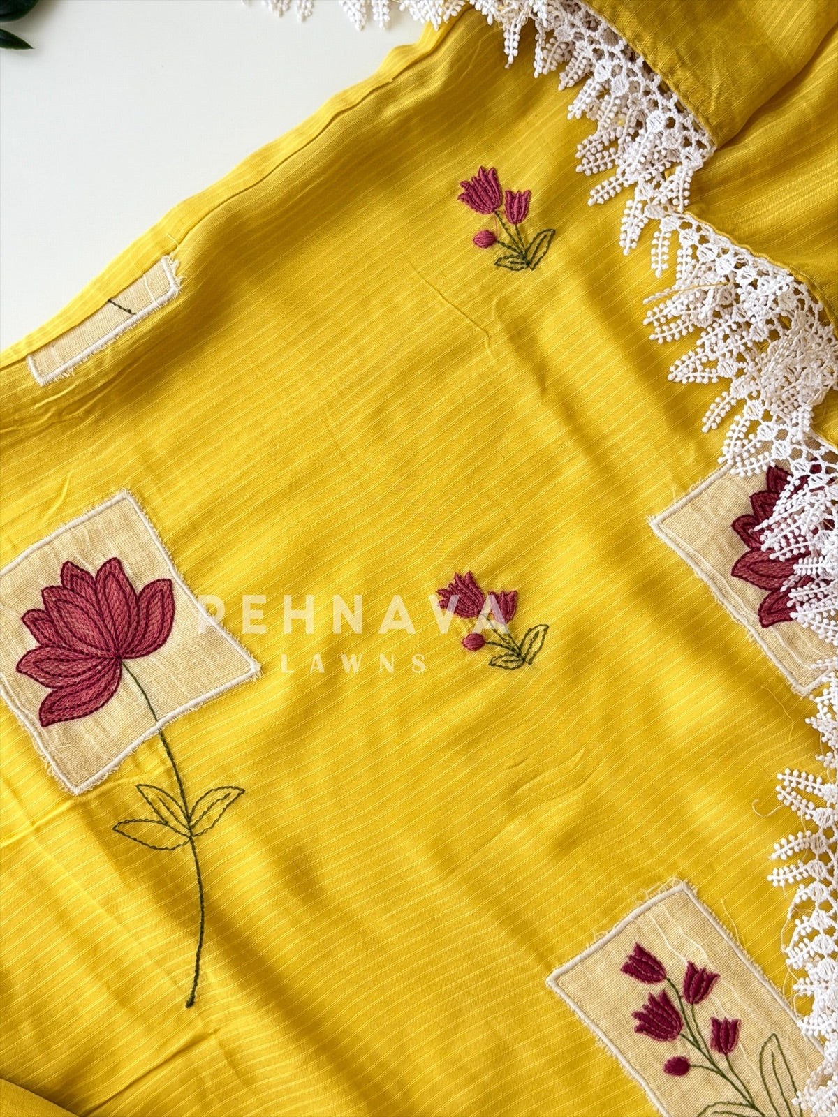 Floral Embroidered Linen Unstitched Suit-4135 - Pehnava Lawns