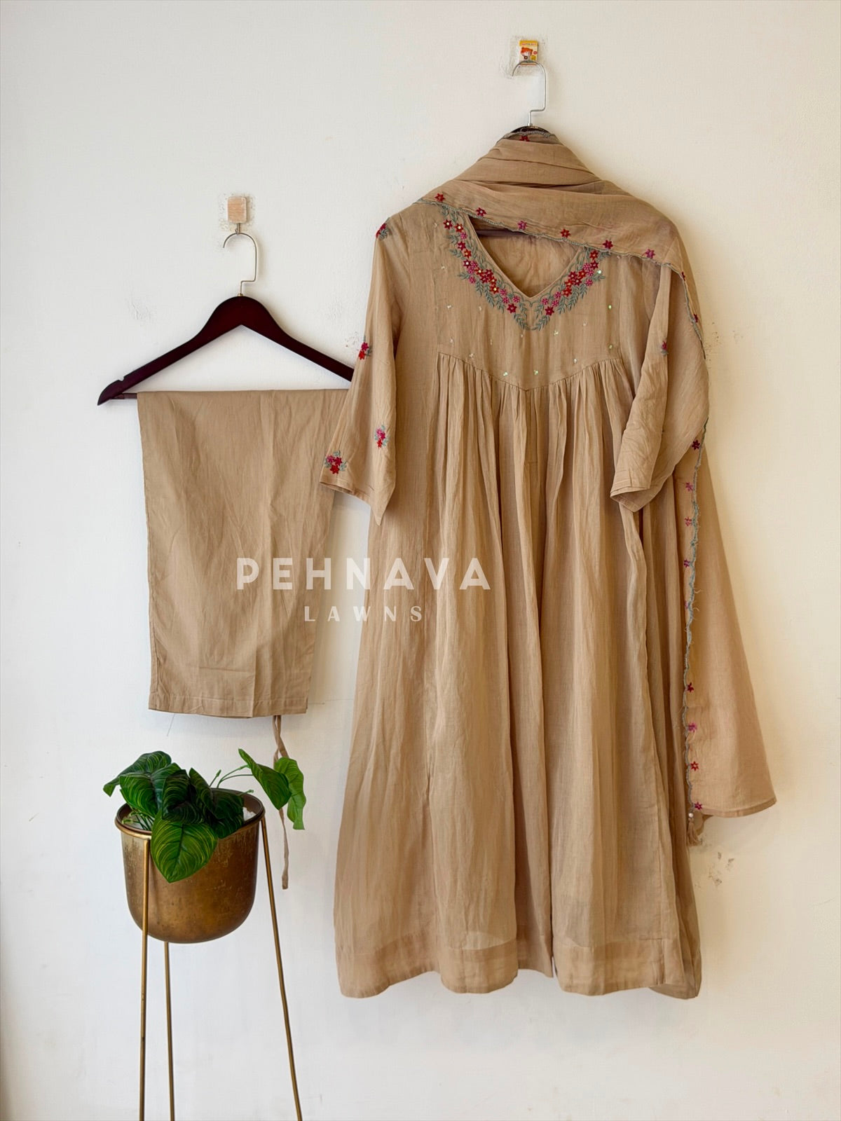 Thread Embroidered Cotton Suit Set-B275
