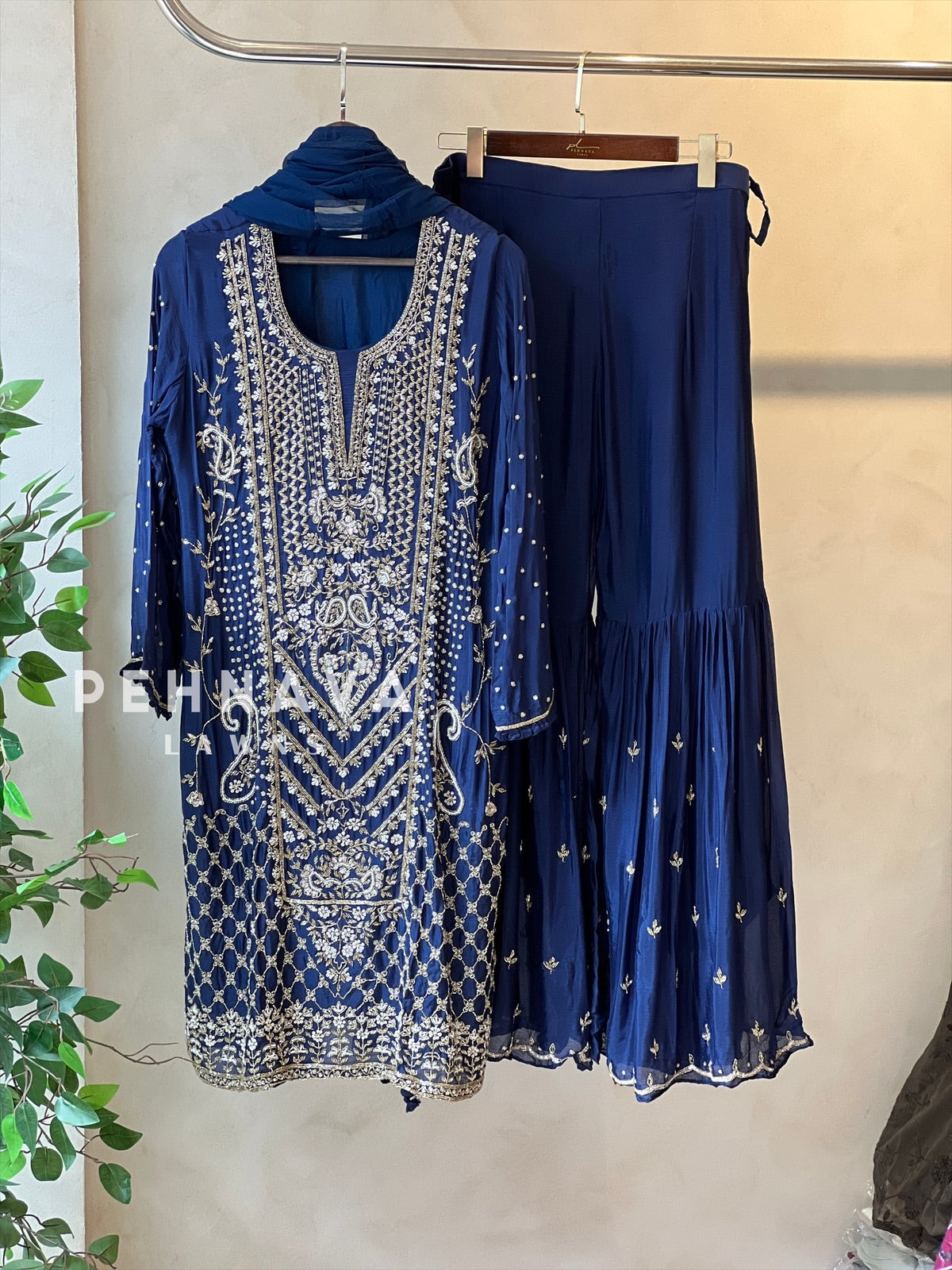 Heavily Handworked Sharara with Pure Chiffon Dupata