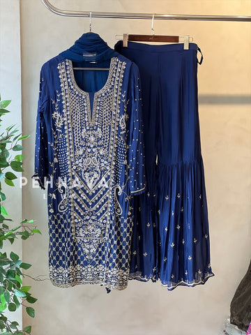 Heavily Handworked Sharara with Pure Chiffon Dupata