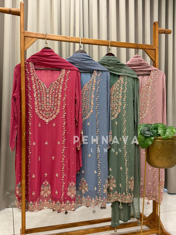 Premium Handworked Chiffon Suit-4326