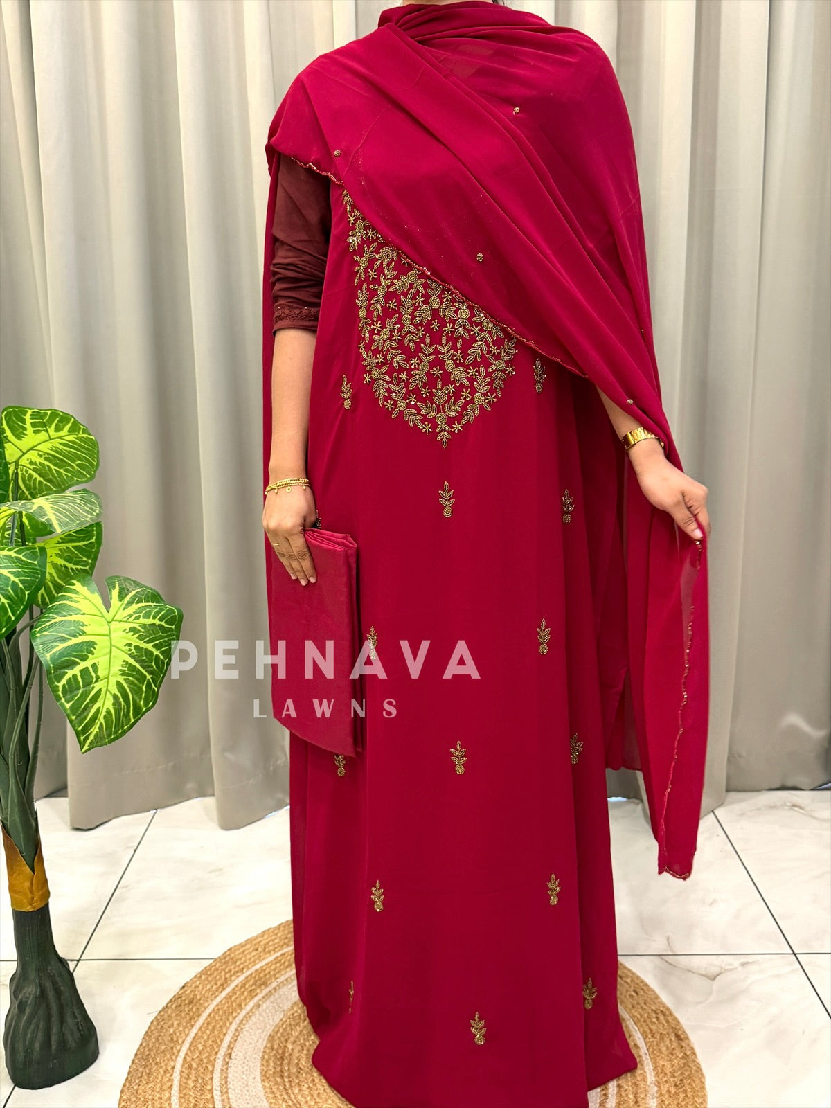 Premium Handworked Chiffon Unstitched Suit-SM-806