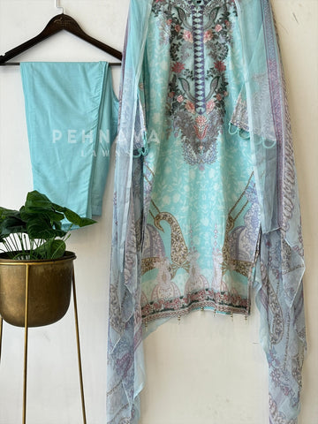 Embroidery Printed Suit Set-1514