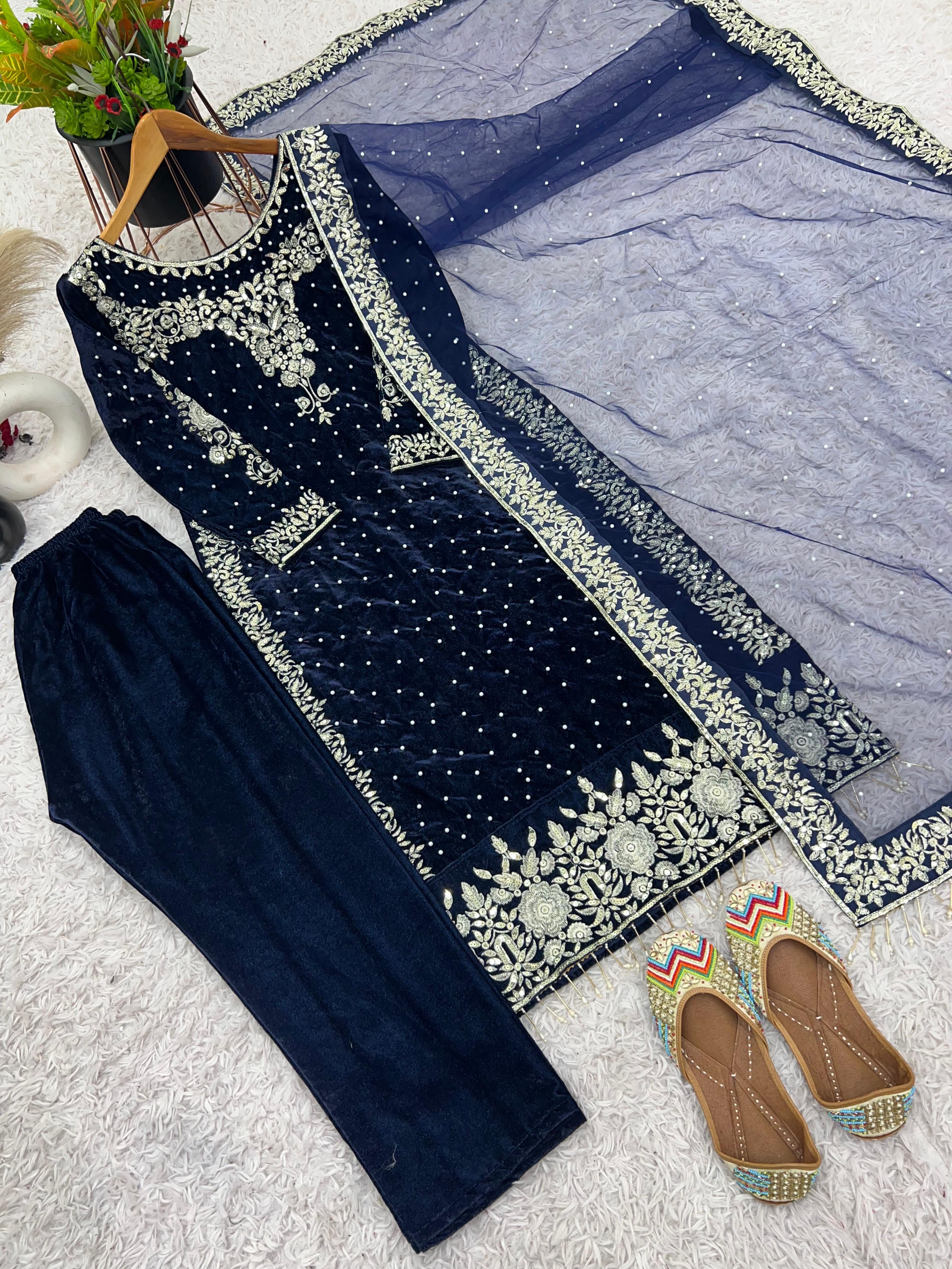 Viscous Velvet Designer Suit-2864