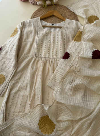 White Hakoba suit with Embroidery detailings