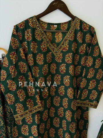 Floral Block Print Three Piece Set 6003