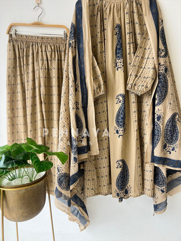 Cotton Paisley Print Three Piece Suit