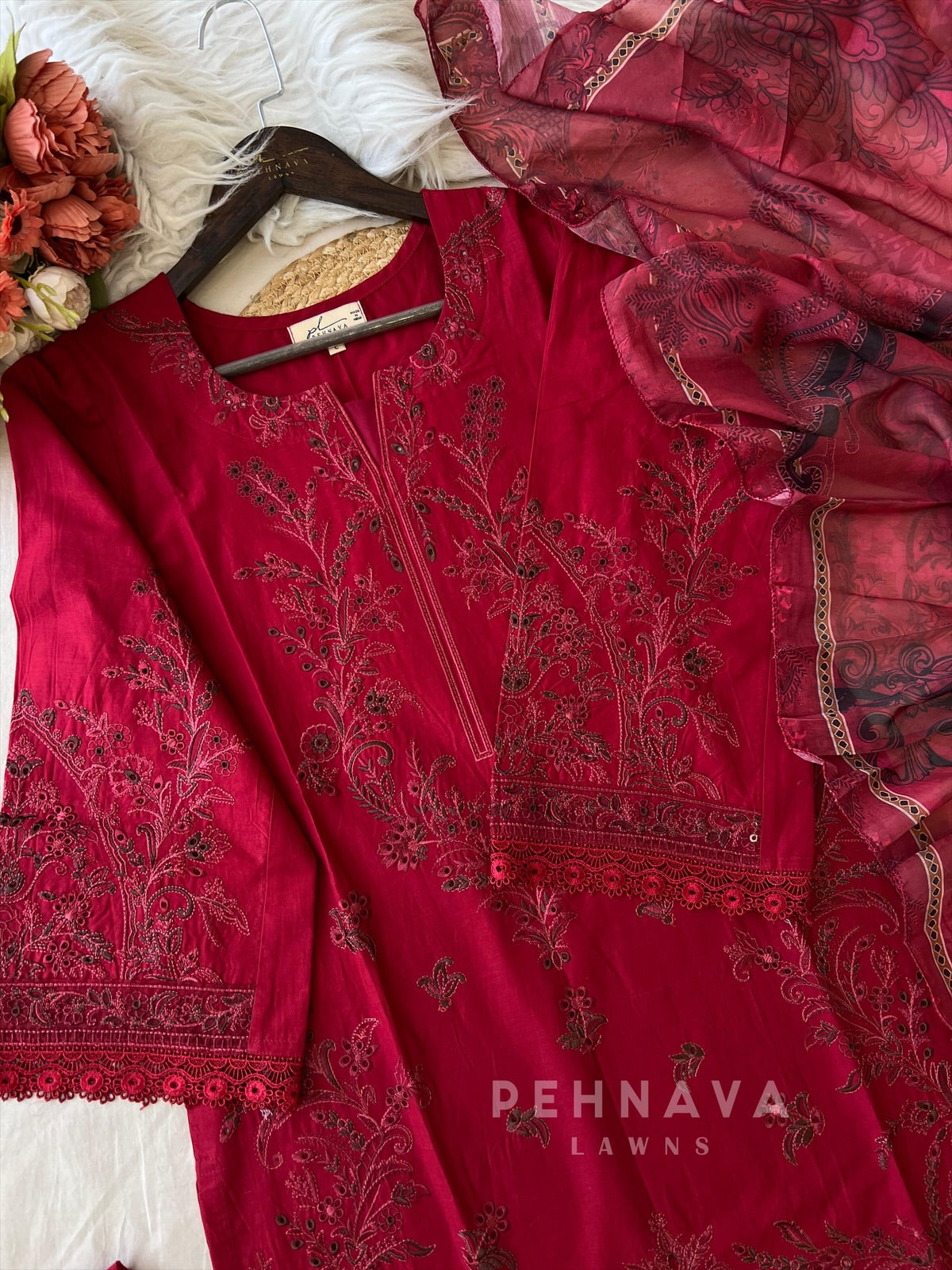 Semi-Stitched Rayon Embroidered Casual Wear-1215 - Pehnava Lawns