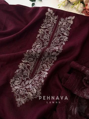 Paisley Embroidered Unstitched Ensemble