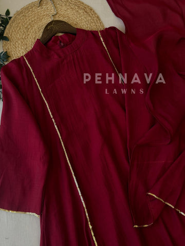 Panel Cut Full Flaired Anarkali-Maroon(7-10 Days Dispatching Time)