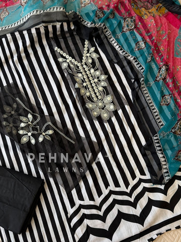 Signature Embroidered Unstitched Suit-1364