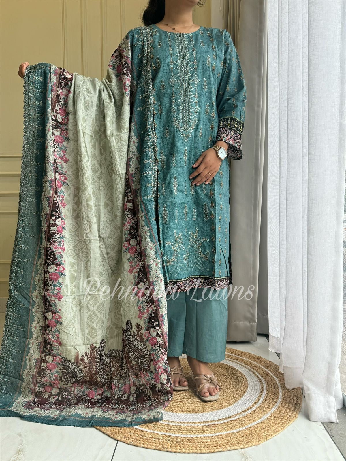 Cotton Embroidered Suit Ft.Cotton Duppatta-3537