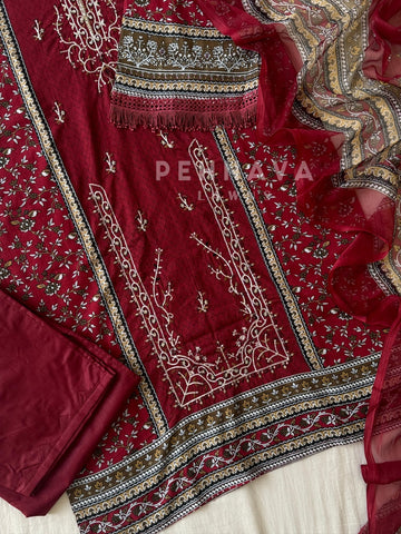 Red Pakistani Printed Suit-AZ-1368-A