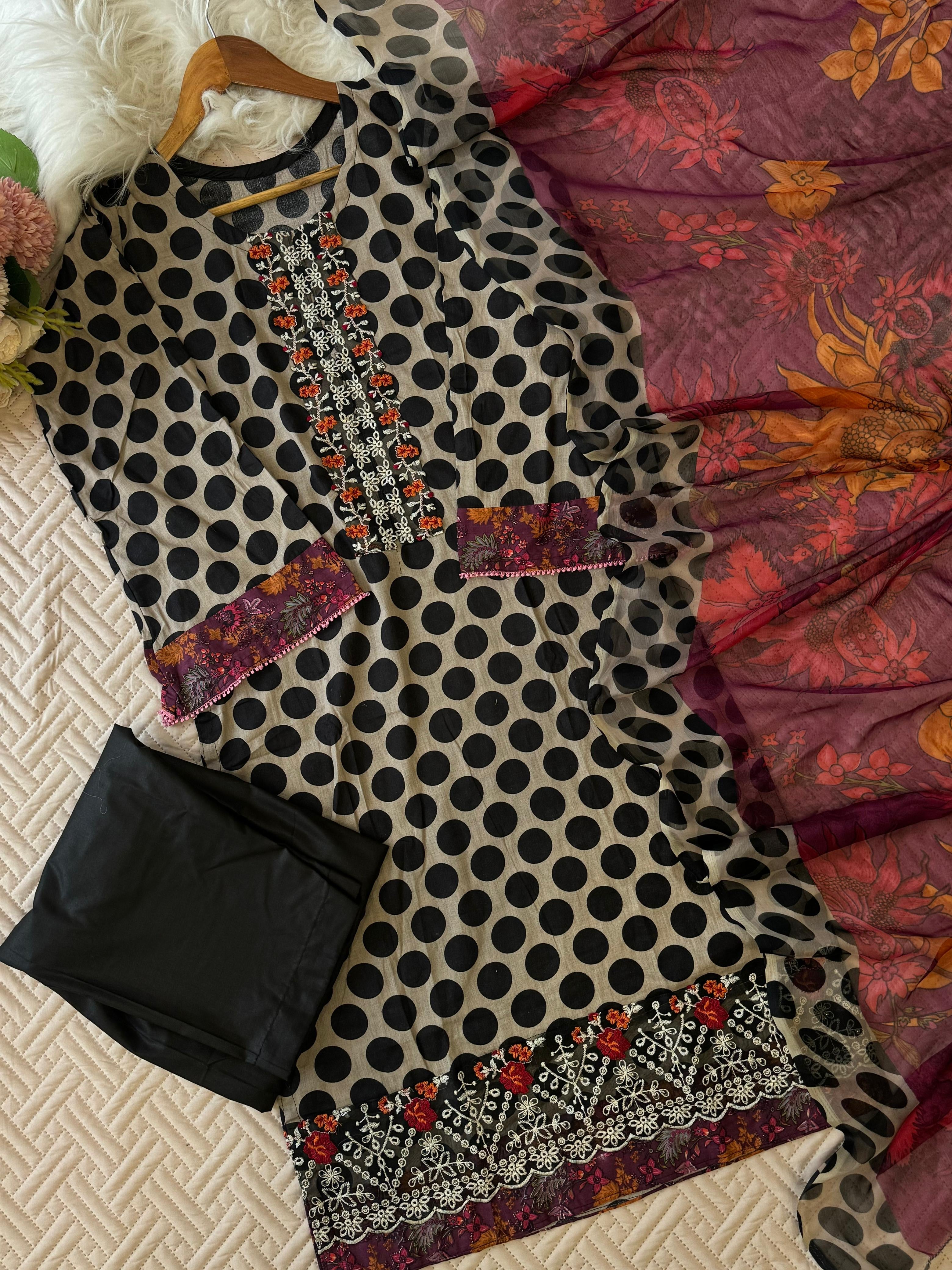 New Polka Dot Printed Suit- 1291
