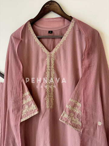 Cotton Embroidered Three Piece Suit-1001