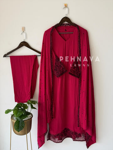 Lace‑Trimmed Embroidered Ensemble-16344