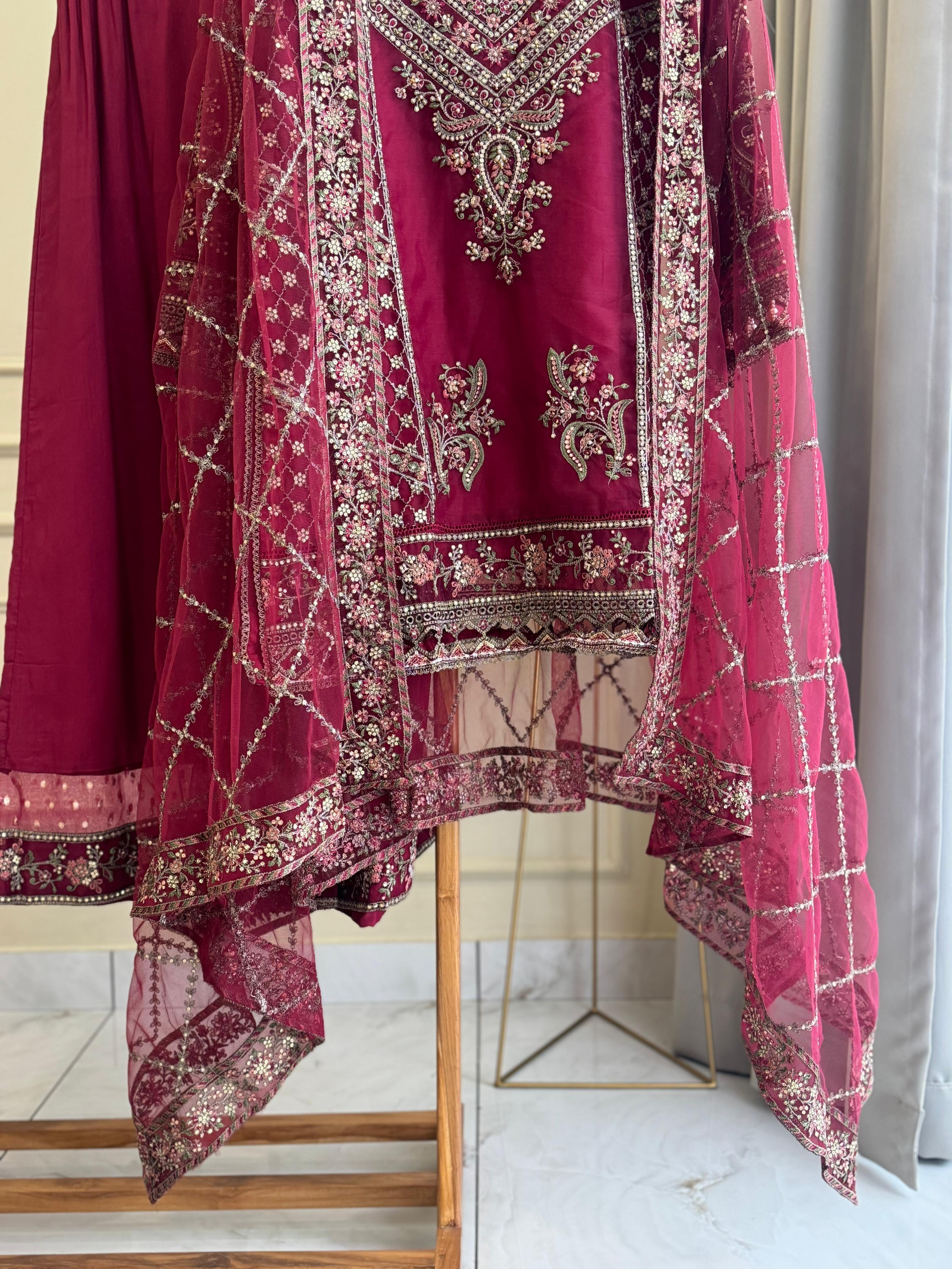Organza Heavy Handworked Suit-5170