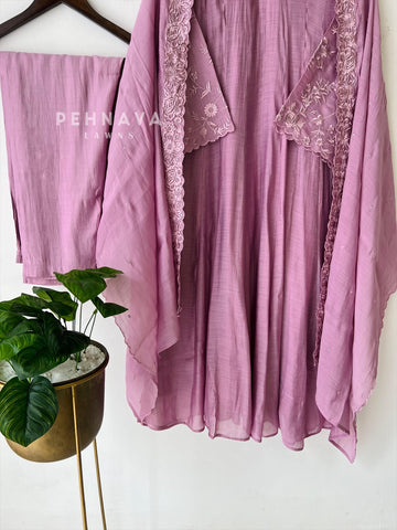 Chanderi Bell-Sleeve Embroidery Ensemble-16551