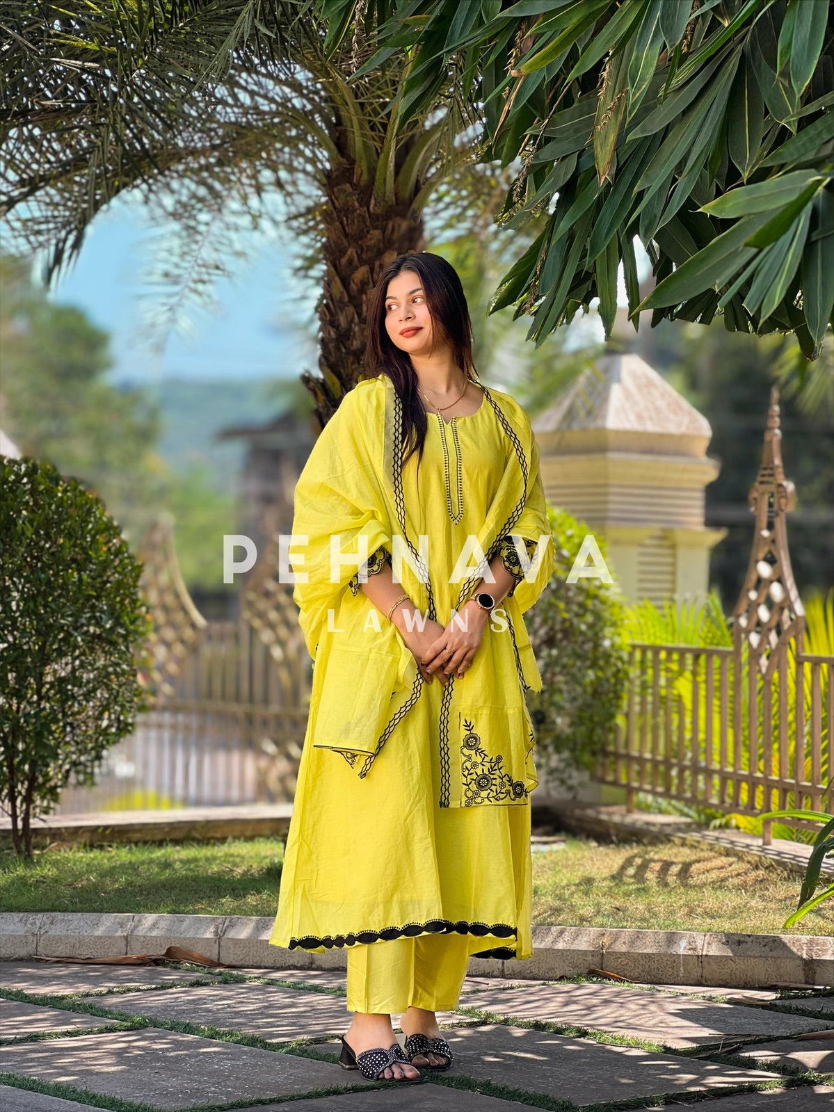Mul-Chandheri Flared Embroidered Suit