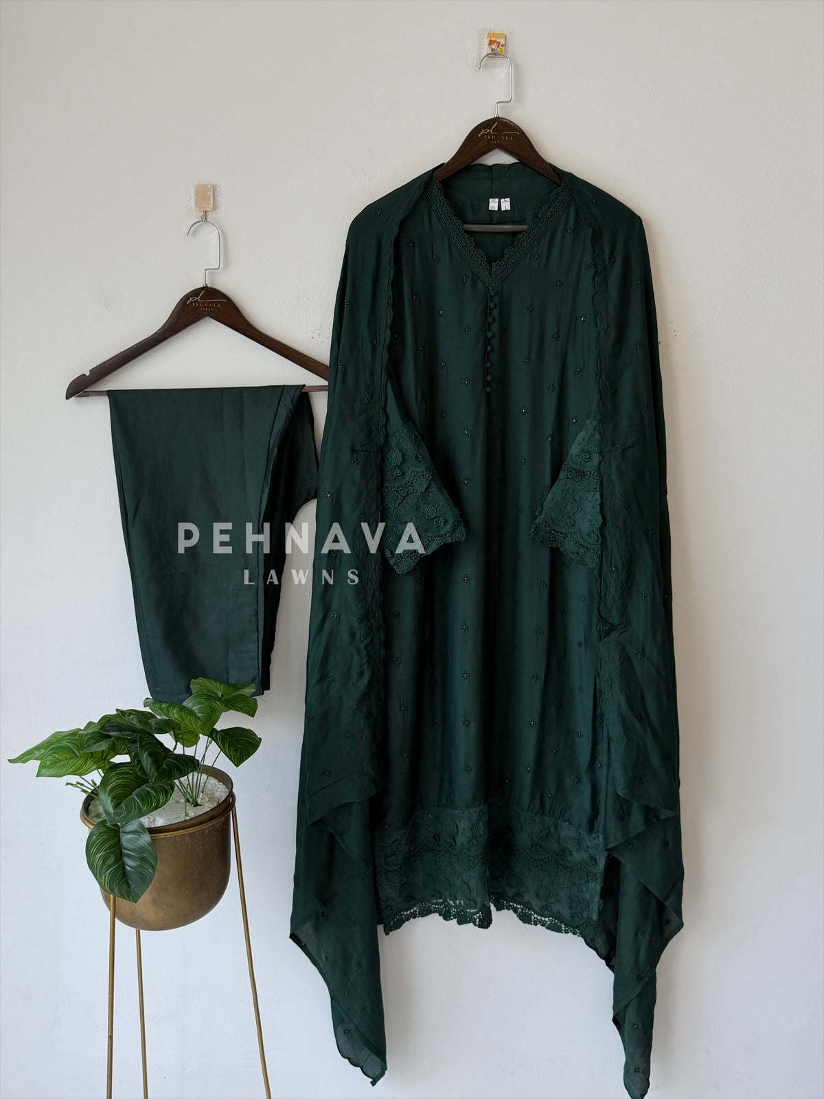 Lace‑Trimmed Embroidered Ensemble