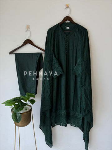 Lace‑Trimmed Embroidered Ensemble