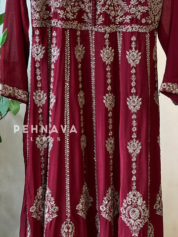 Handworked two piece anarkali set