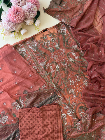 Luxury Chiffon semi stitched suit-RBN-6793