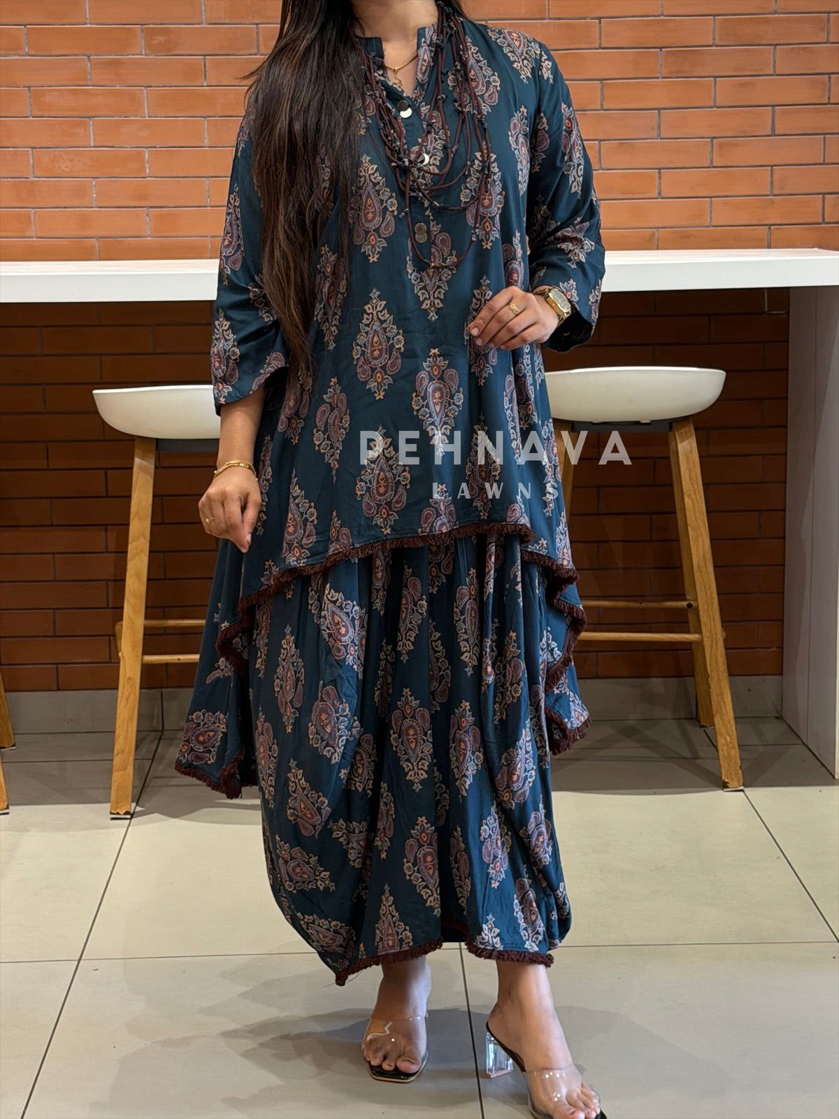 Printed Cowl Attire