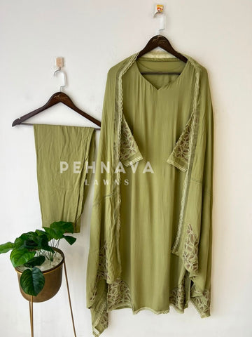 Embroidered Lace Detailed Suit-1001