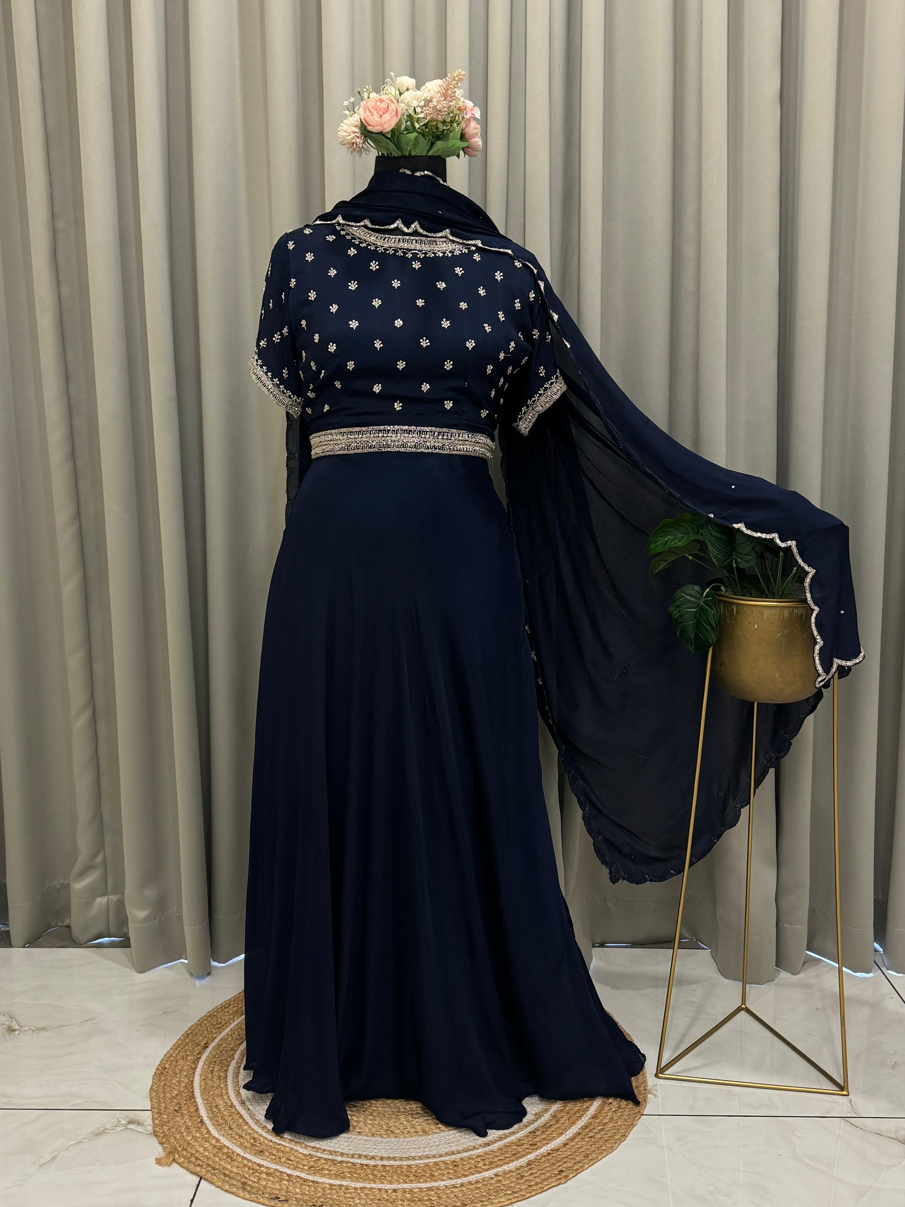 Chinnon Handworked crop Top and Skirt -3978