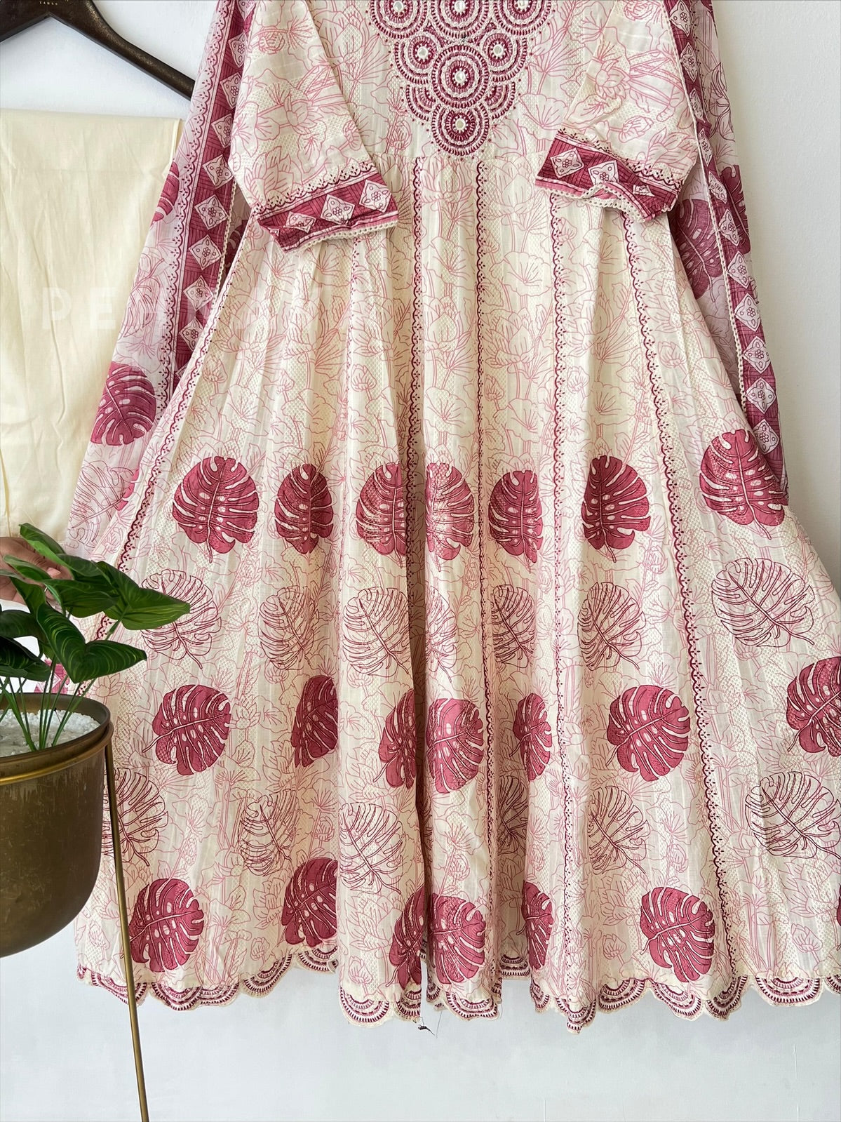 Pure cotton embroidered Anarakali suit - Pehnava Lawns