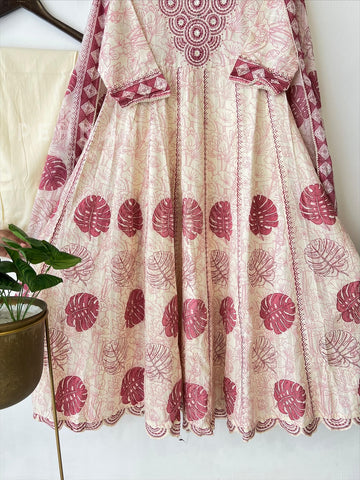 Pure cotton embroidered Anarakali suit - Pehnava Lawns
