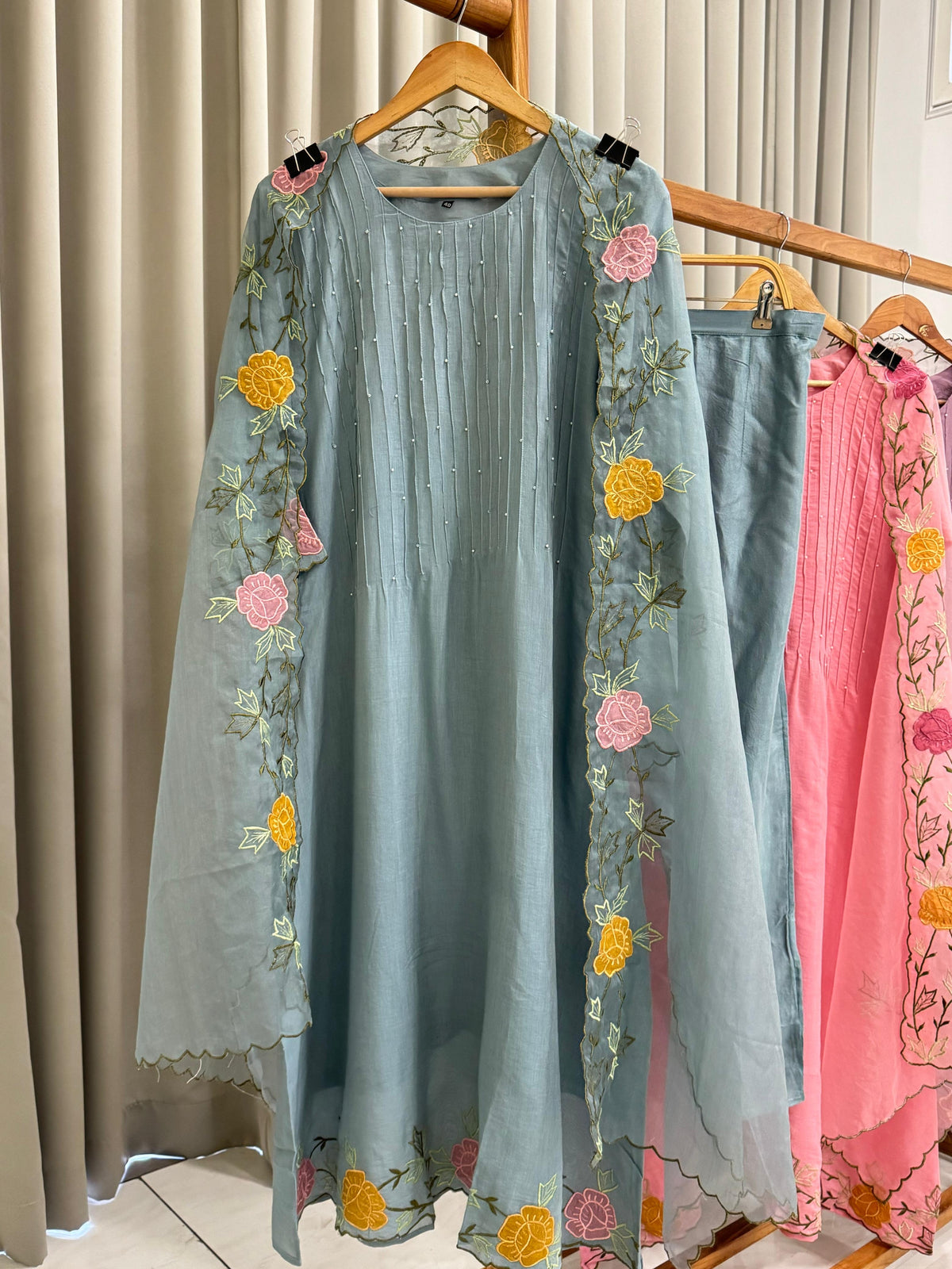 Mul-Cotton Pin-tucks suit- 6399