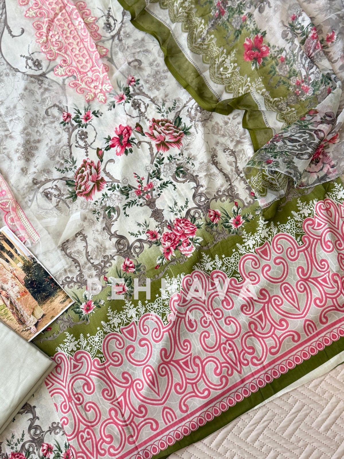 Signature Embroidered Unstitched Suit-1360