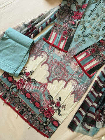 Essential Cotton Embroidered Suit-1110/ 1028