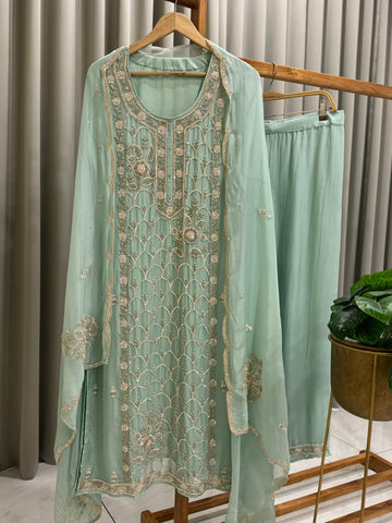 Premium Handworked Organza Salwar Kameez - Pehnava Lawns
