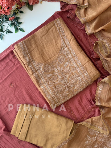 Premium Mulchanderi Embroidered Suit - Pehnava Lawns