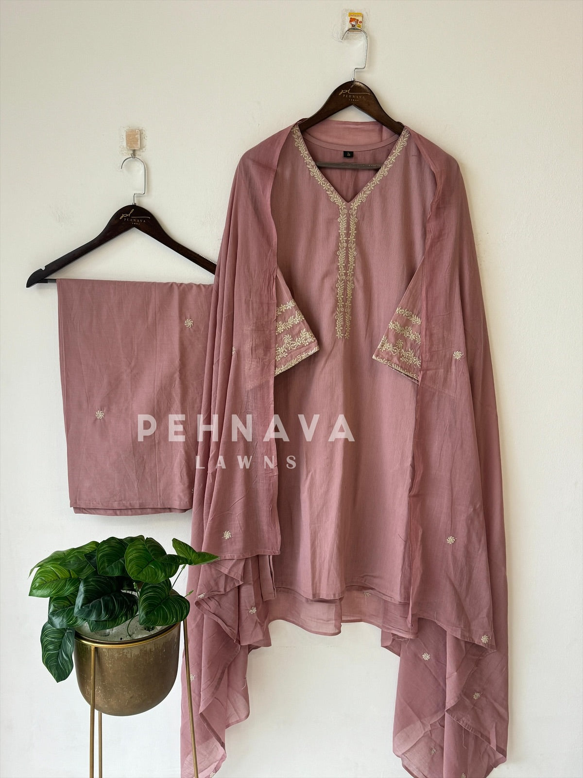 Cotton Embroidered Three Piece Suit-1001 - Pehnava Lawns