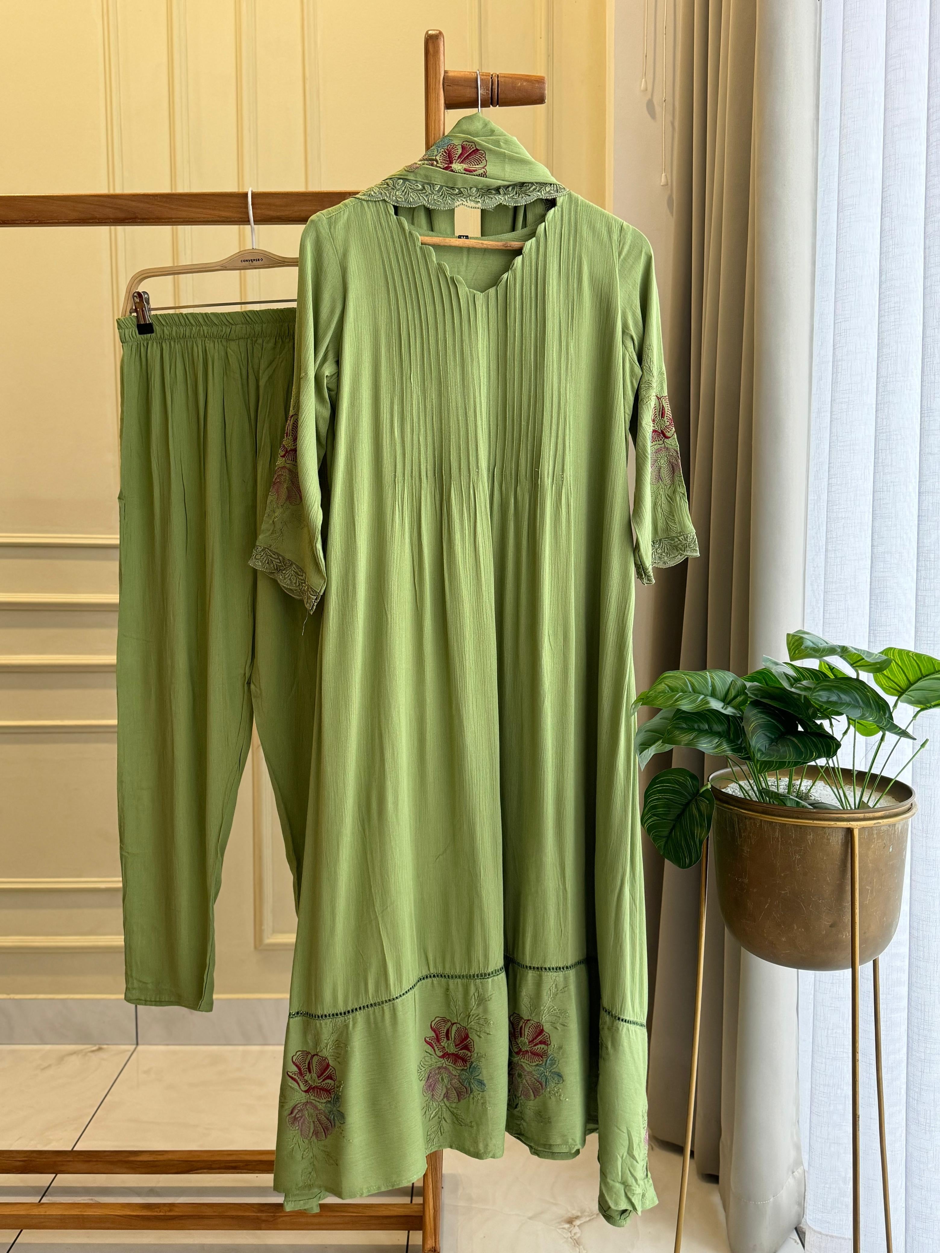 Rayon Anarkali Pleated Suit