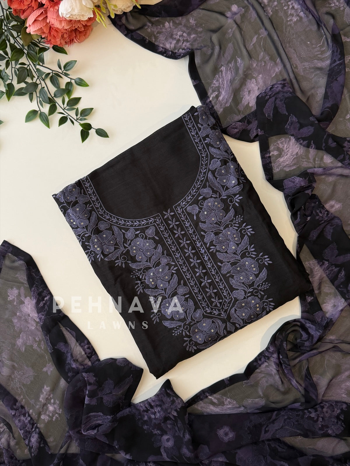 Floral Embroidered Unstitched Suit