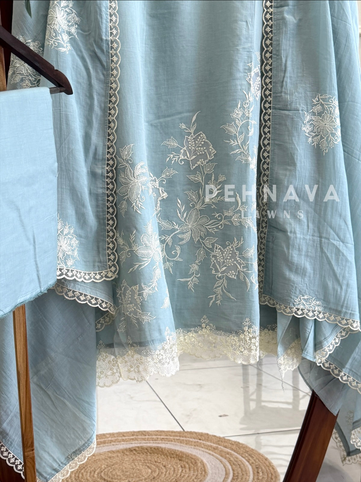 Chanderi Floral Embroidered Unstitched Suit ML -31