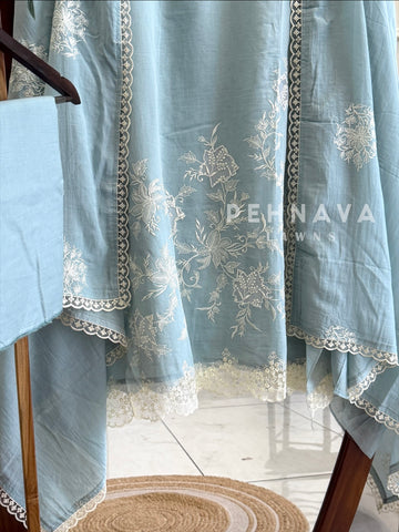 Chanderi Floral Embroidered Unstitched Suit ML -31