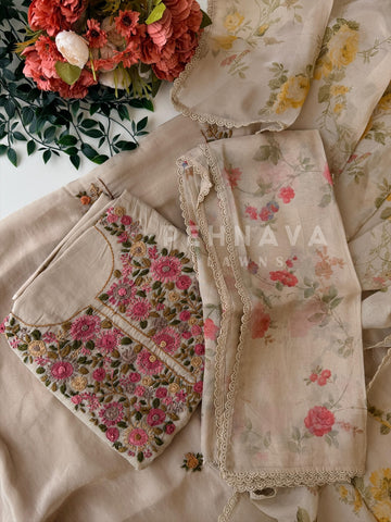 Premium Crushed Tissue Embroidered Unstitched Suit