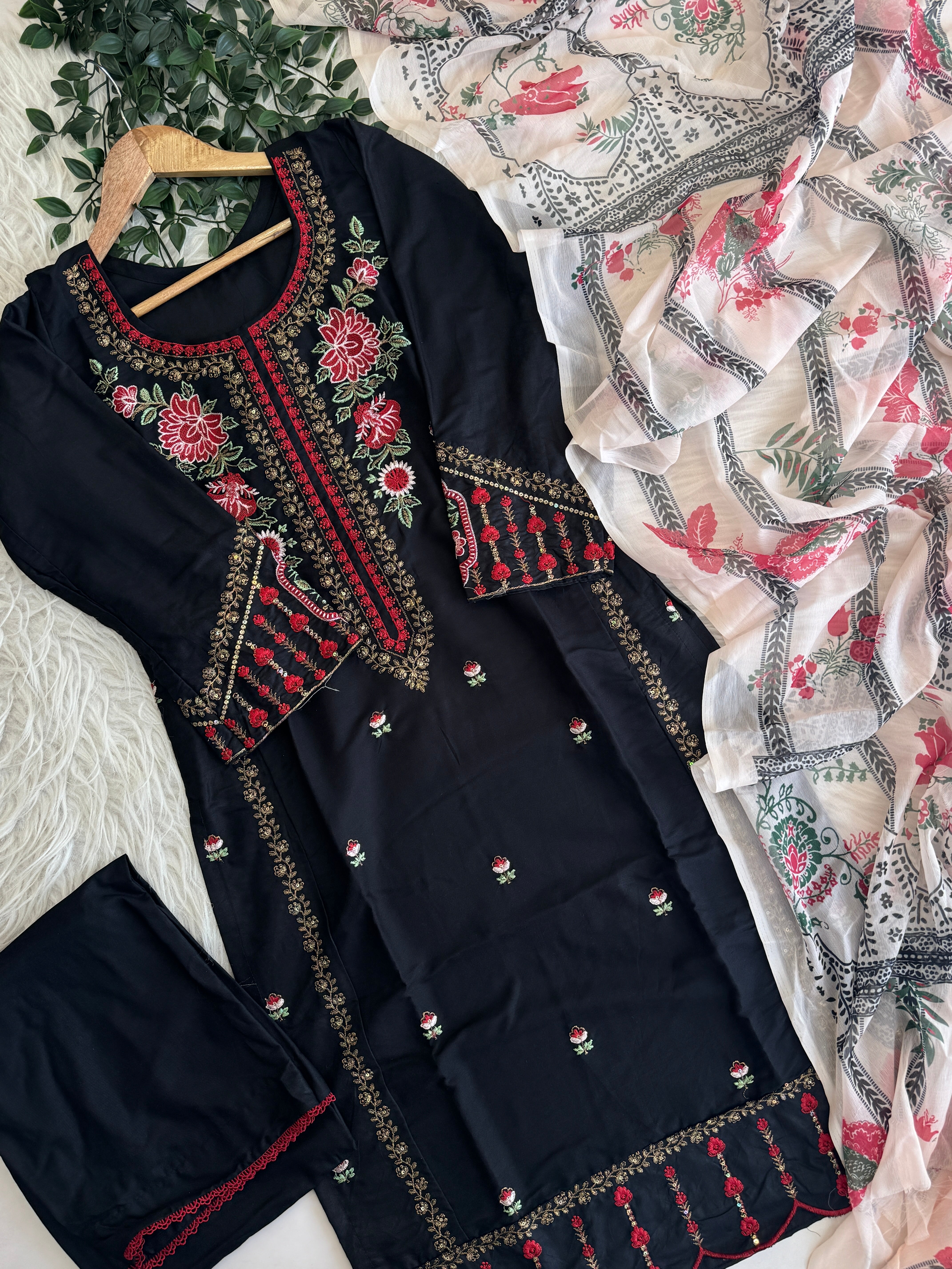 Semistitched Rayon Embroidered Suit - Pehnava Lawns