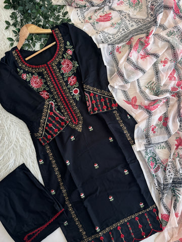 Semistitched Rayon Embroidered Suit - Pehnava Lawns