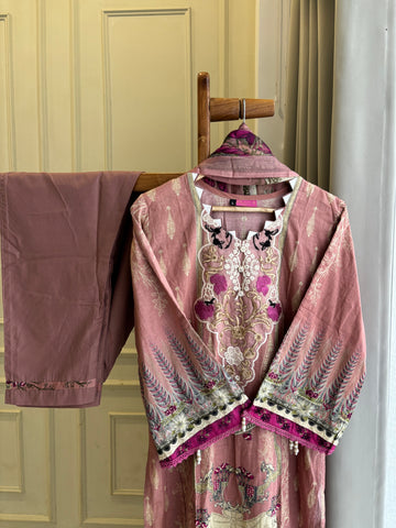 Pink Embellished Floral Suit